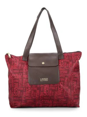 Cavalli Class by Roberto Cavalli Large Monogram Print Tote Red The Most Elegant