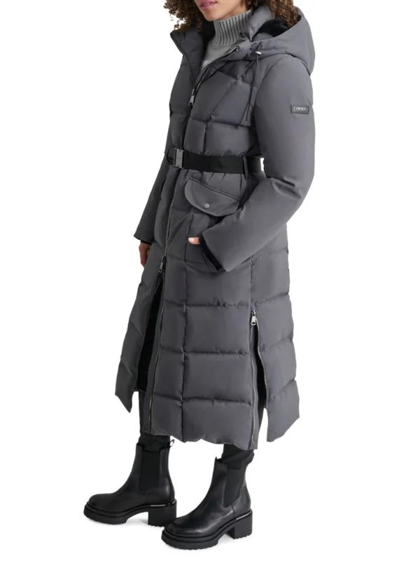 DKNY Belted Puffer Coat Titan L