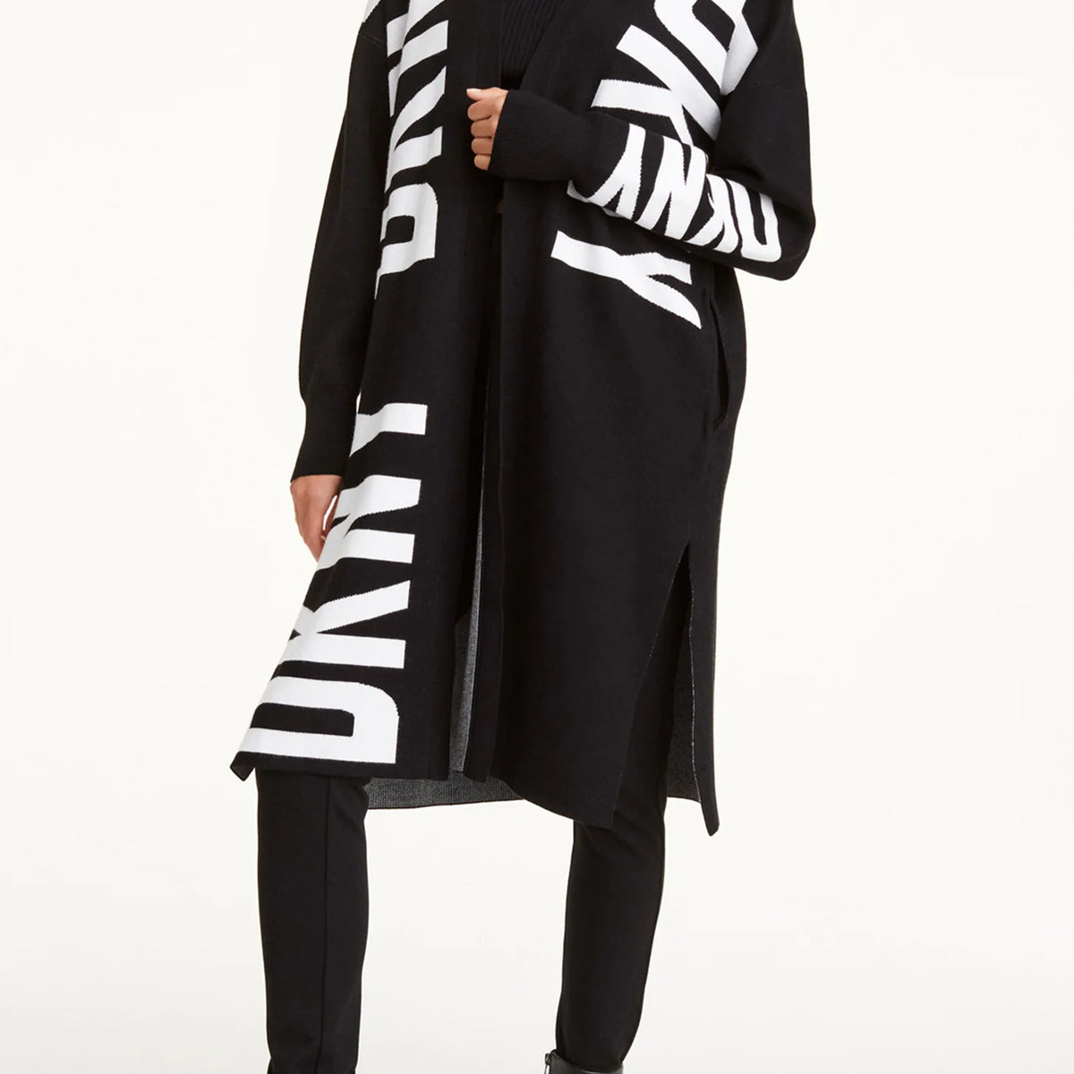 DKNY OVERSIZED LOGO CARDIGAN L