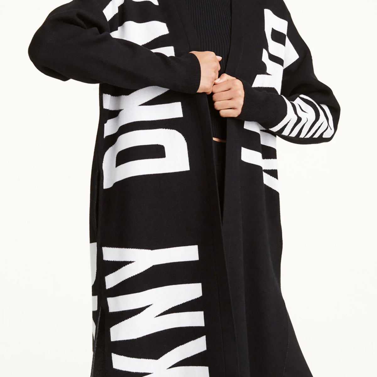 DKNY OVERSIZED LOGO CARDIGAN L