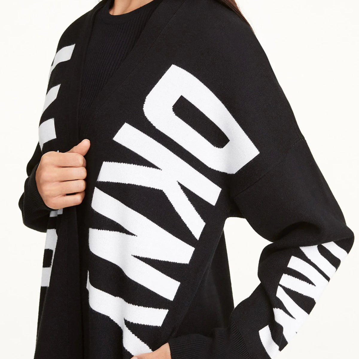 DKNY OVERSIZED LOGO CARDIGAN L