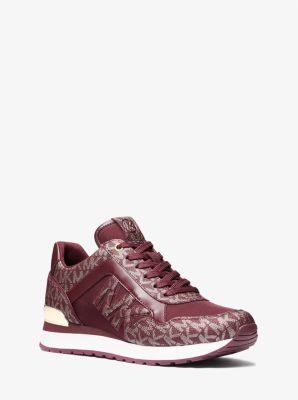 Michael Kors Maddy Two-Tone Logo Trainer Burgundy 9M