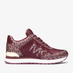 Michael Kors Maddy Two-Tone Logo Trainer Burgundy 9M