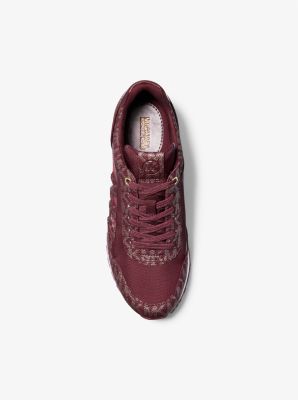 Michael Kors Maddy Two-Tone Logo Trainer Burgundy 9M