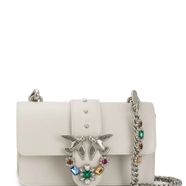 Pinko Love Stone-embellished Crossbody Bag In White