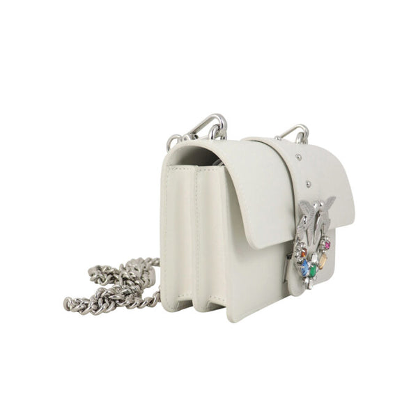 Pinko Love Stone-embellished Crossbody Bag In White