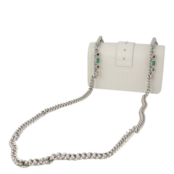 Pinko Love Stone-embellished Crossbody Bag In White