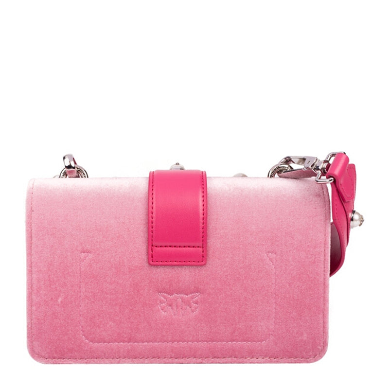 Mini Love Velvet Pearls Shoulder Bag In Pink