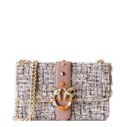 Pinko Women's Love Boucle Lurex Cross Body Bag - Cream