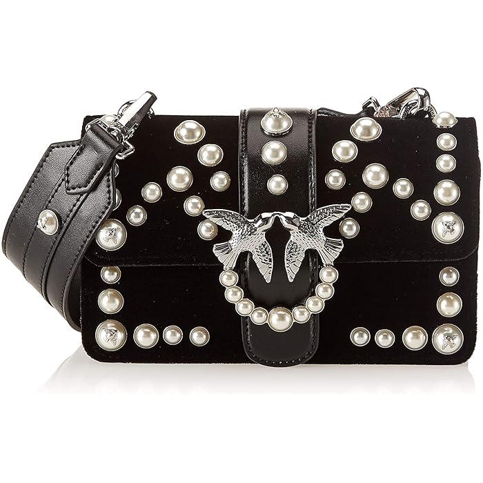 Pinko Women's Mini Love Velvet Pearls Bag Black