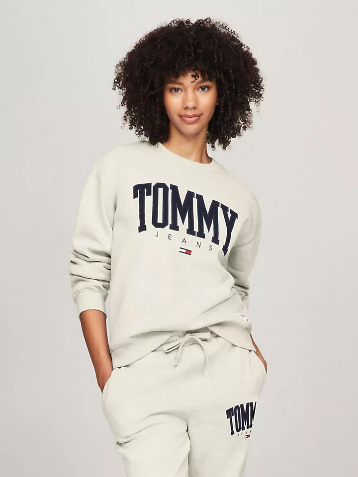 Tommy Hilfiger Embroidered TJ Varsity Logo Sweatshirt Off-White M