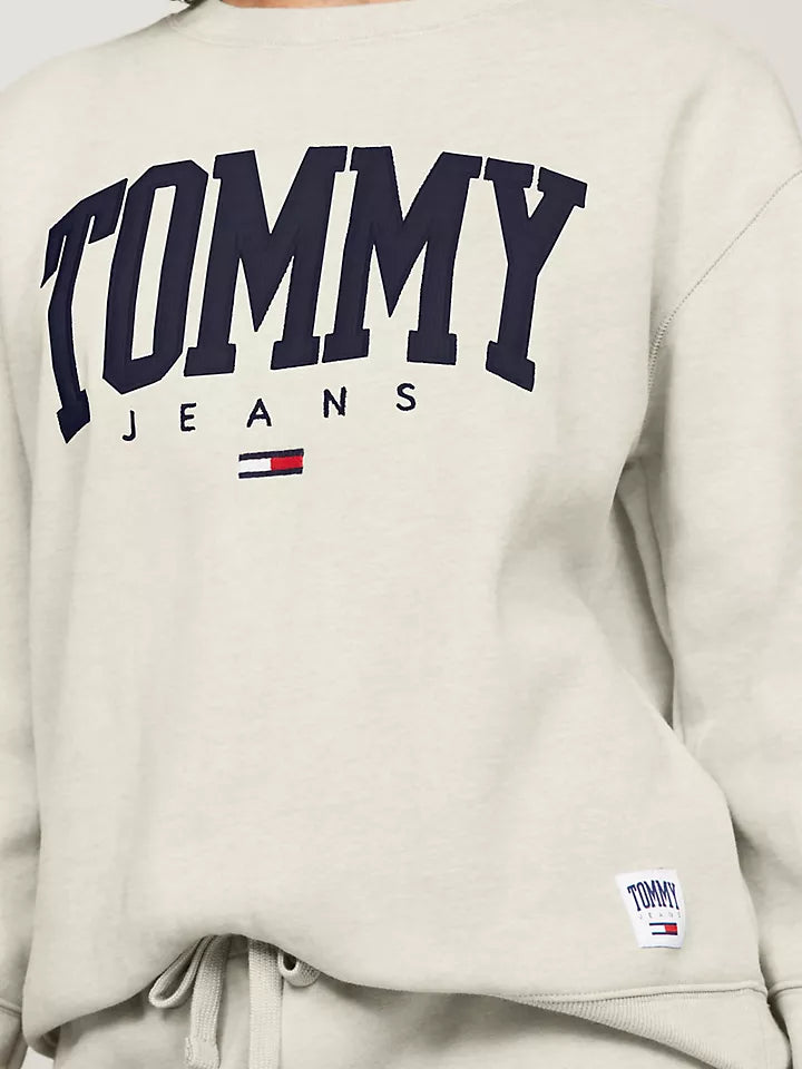 Tommy Hilfiger Embroidered TJ Varsity Logo Sweatshirt Off-White M