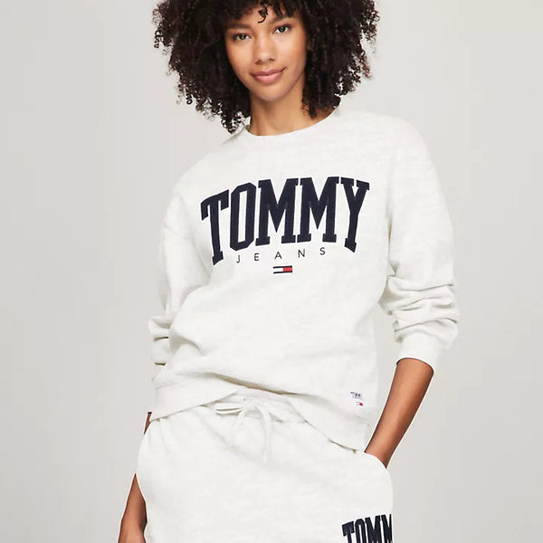 Tommy Hilfiger Embroidered TJ Varsity Logo Sweatshirt White L