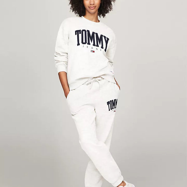 Tommy Hilfiger Embroidered TJ Varsity Logo Sweatshirt White L