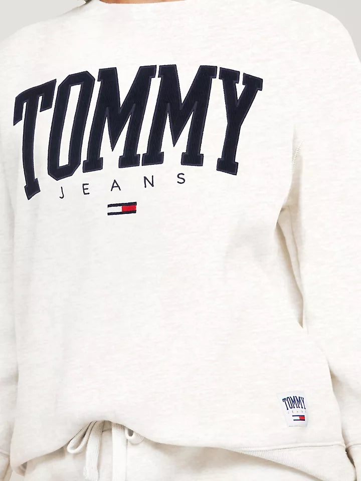 Tommy Hilfiger Embroidered TJ Varsity Logo Sweatshirt White L