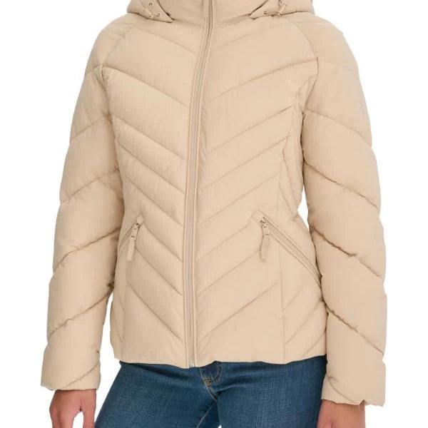 Tommy Hilfiger Hooded Zip Up Puffer Jacket Beige L