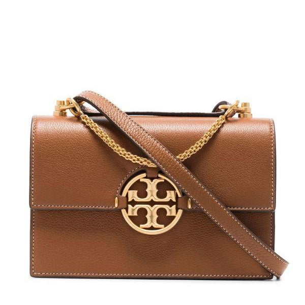 logo-plaque leather shoulder bag