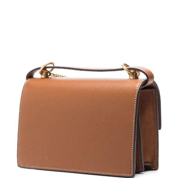 logo-plaque leather shoulder bag