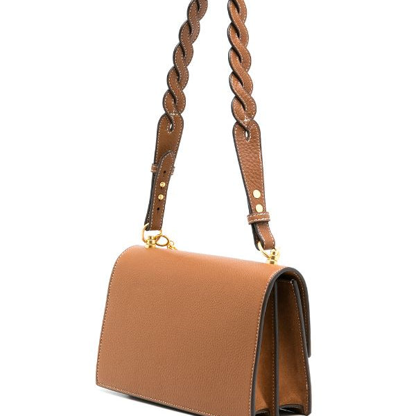 logo-plaque leather shoulder bag