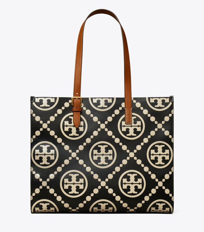 T MONOGRAM CONTRAST EMBOSSED TOTE