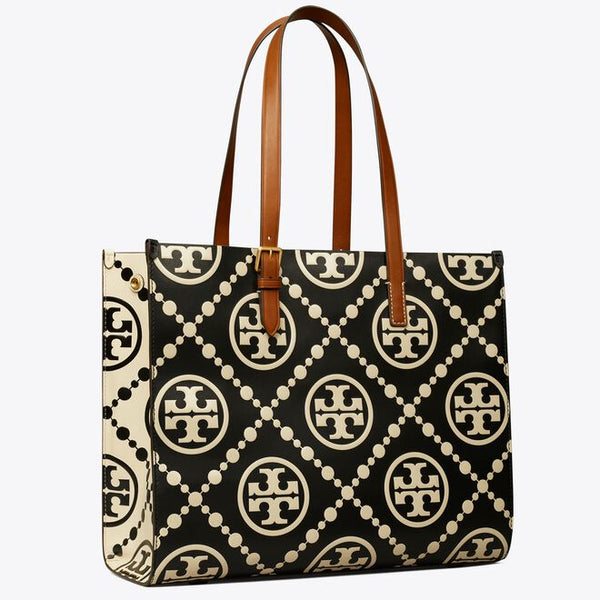 T MONOGRAM CONTRAST EMBOSSED TOTE