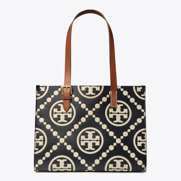 SMALL T MONOGRAM CONTRAST EMBOSSED TOTE