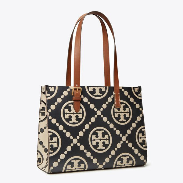 SMALL T MONOGRAM CONTRAST EMBOSSED TOTE